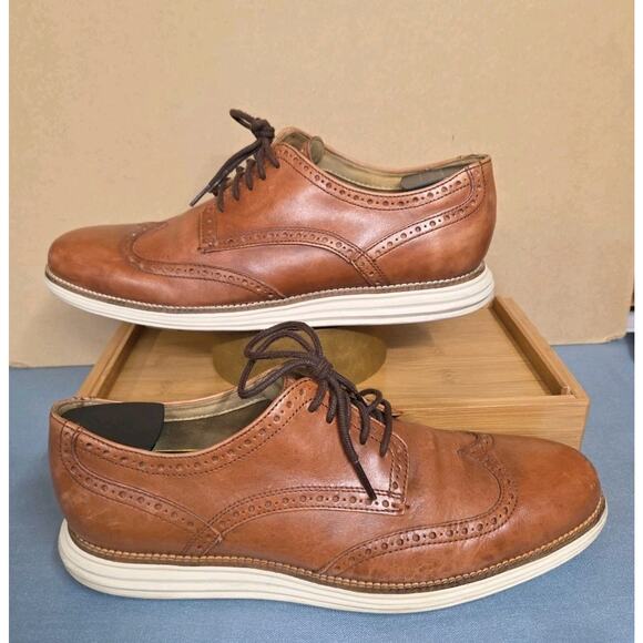 Cole Haan Grand OS Mens Size 10 1/2M Wing Tip Shoes C20778 Brown main image 2